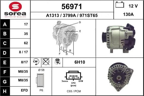 EAI 56971 - Генератор www.autospares.lv