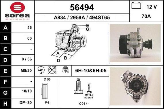 EAI 56494 - Ģenerators www.autospares.lv