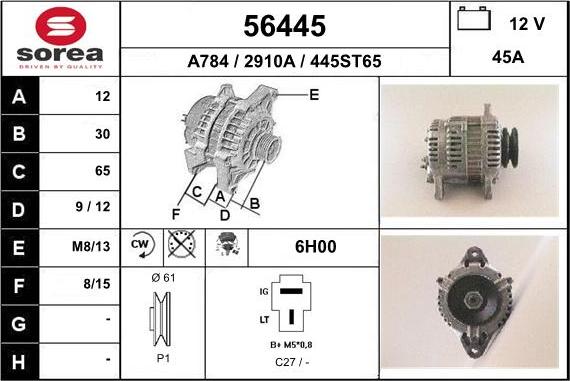 EAI 56445 - Генератор www.autospares.lv