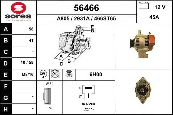 EAI 56466 - Alternator www.autospares.lv