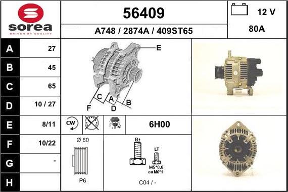 EAI 56409 - Ģenerators www.autospares.lv