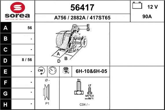 EAI 56417 - Генератор www.autospares.lv