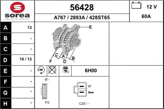 EAI 56428 - Ģenerators www.autospares.lv