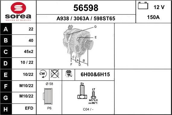 EAI 56598 - Ģenerators www.autospares.lv