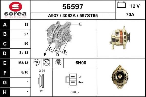 EAI 56597 - Ģenerators www.autospares.lv