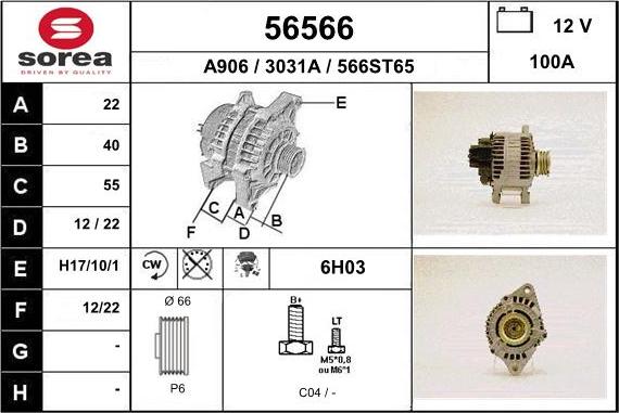 EAI 56566 - Генератор www.autospares.lv