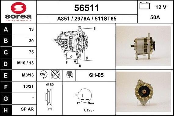 EAI 56511 - Генератор www.autospares.lv