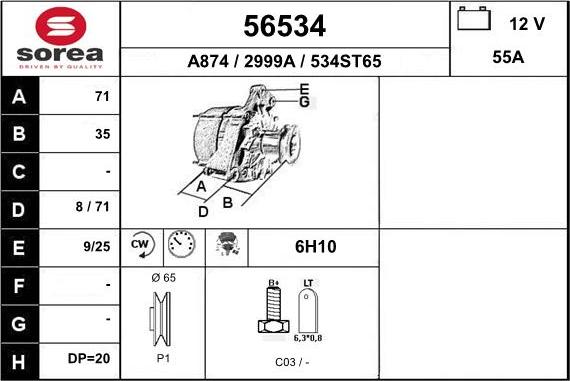 EAI 56534 - Генератор www.autospares.lv