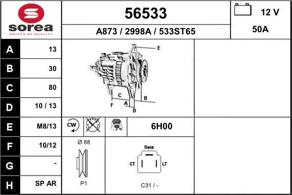 EAI 56533 - Генератор www.autospares.lv