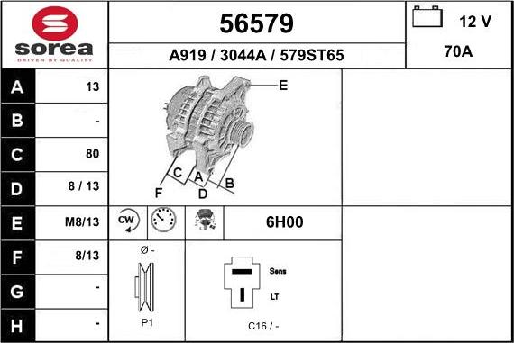 EAI 56579 - Alternator www.autospares.lv