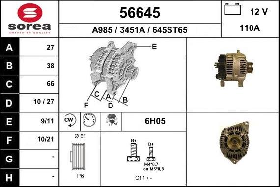 EAI 56645 - Alternator www.autospares.lv