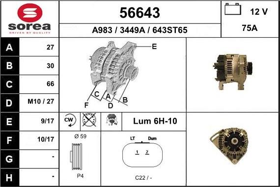 EAI 56643 - Генератор www.autospares.lv