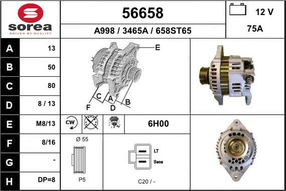 EAI 56658 - Генератор www.autospares.lv