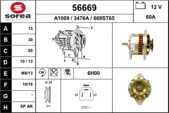 EAI 56669 - Alternator www.autospares.lv