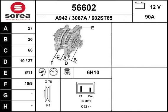 EAI 56602 - Генератор www.autospares.lv