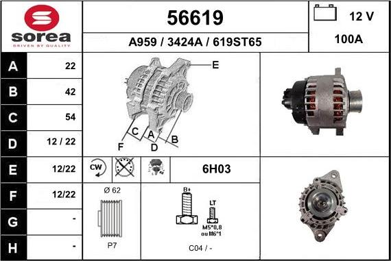 EAI 56619 - Генератор www.autospares.lv