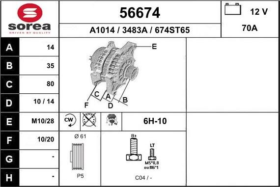 EAI 56674 - Ģenerators www.autospares.lv