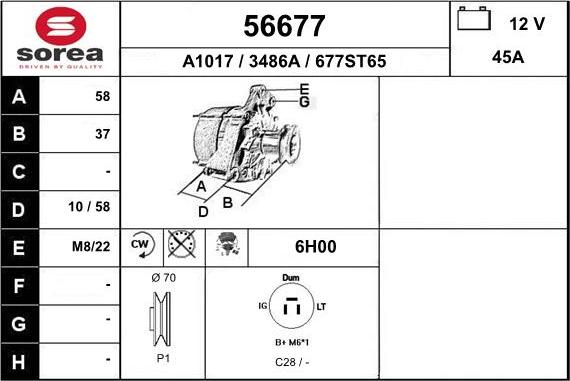 EAI 56677 - Ģenerators www.autospares.lv