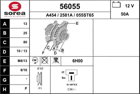 EAI 56055 - Генератор www.autospares.lv