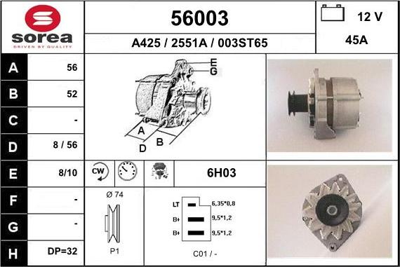 EAI 56003 - Генератор www.autospares.lv