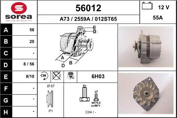 EAI 56012 - Ģenerators www.autospares.lv