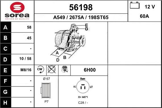 EAI 56198 - Alternator www.autospares.lv