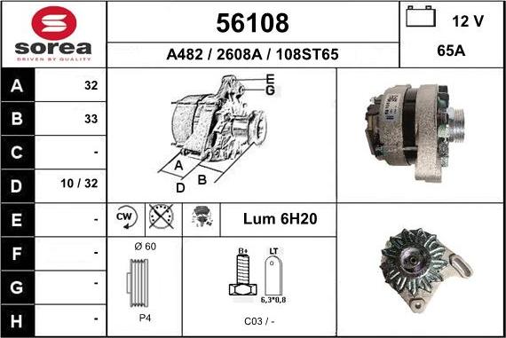 EAI 56108 - Генератор www.autospares.lv