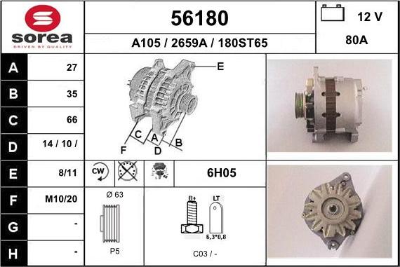 EAI 56180 - Генератор www.autospares.lv