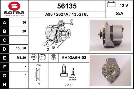 EAI 56135 - Генератор www.autospares.lv