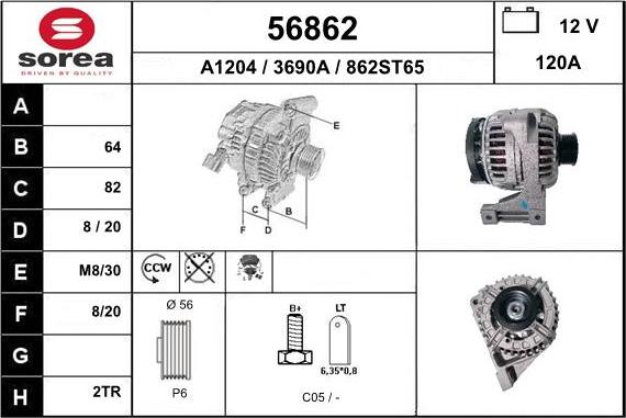 EAI 56862 - Генератор www.autospares.lv