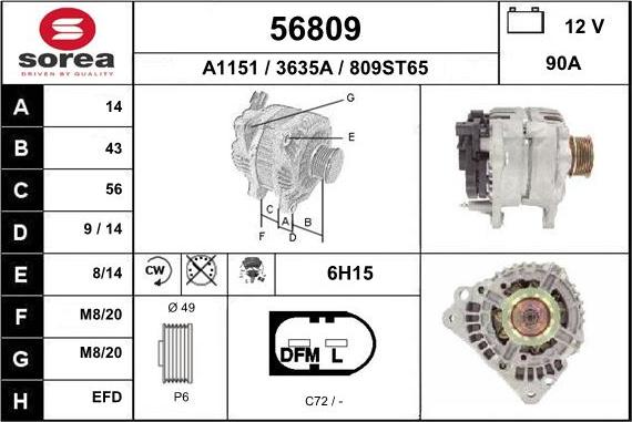 EAI 56809 - Alternator www.autospares.lv