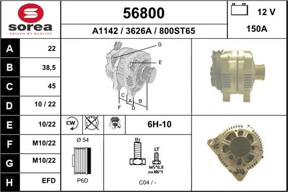 EAI 56800 - Ģenerators www.autospares.lv