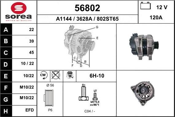 EAI 56802 - Alternator www.autospares.lv