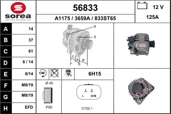 EAI 56833 - Генератор www.autospares.lv