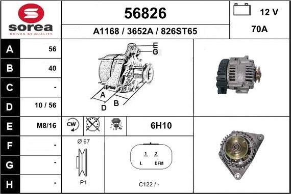 EAI 56826 - Генератор www.autospares.lv