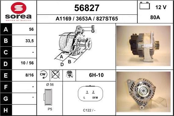 EAI 56827 - Генератор www.autospares.lv