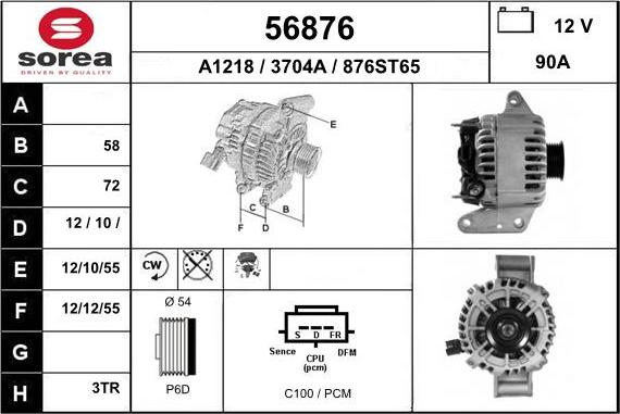 EAI 56876 - Alternator www.autospares.lv