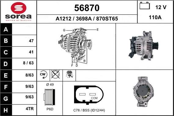 EAI 56870 - Ģenerators www.autospares.lv