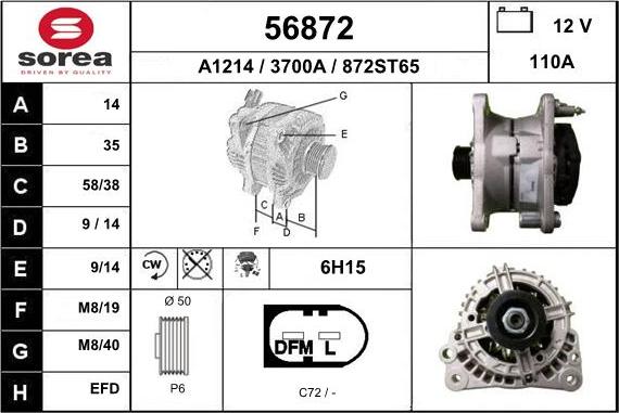 EAI 56872 - Генератор www.autospares.lv