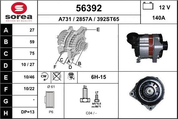 EAI 56392 - Alternator www.autospares.lv