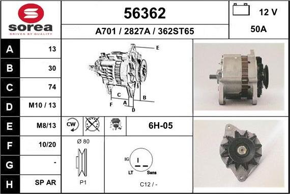 EAI 56362 - Генератор www.autospares.lv