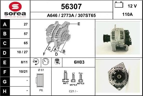 EAI 56307 - Alternator www.autospares.lv