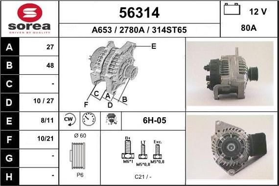 EAI 56314 - Ģenerators www.autospares.lv