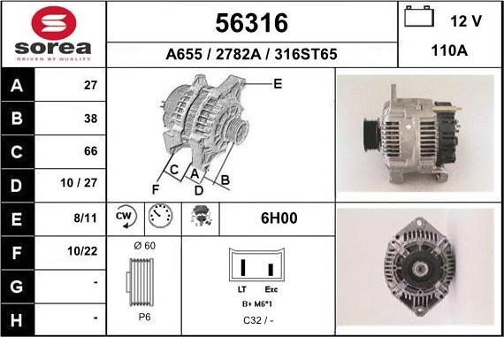 EAI 56316 - Генератор www.autospares.lv