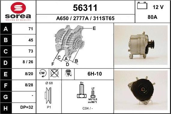 EAI 56311 - Ģenerators www.autospares.lv