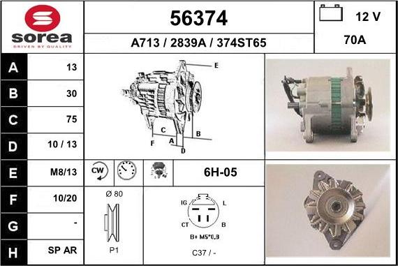 EAI 56374 - Генератор www.autospares.lv