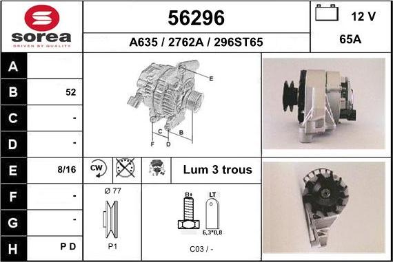 EAI 56296 - Ģenerators www.autospares.lv