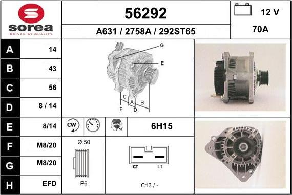 EAI 56292 - Генератор www.autospares.lv