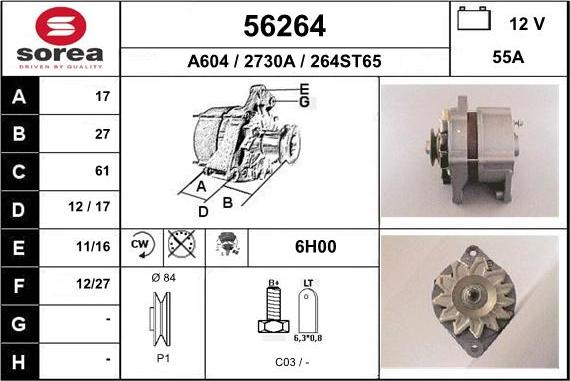 EAI 56264 - Генератор www.autospares.lv