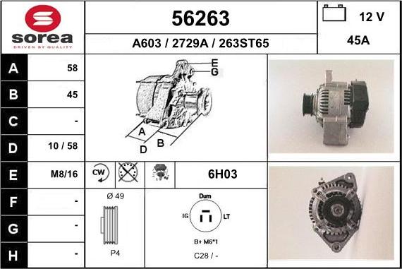 EAI 56263 - Генератор www.autospares.lv